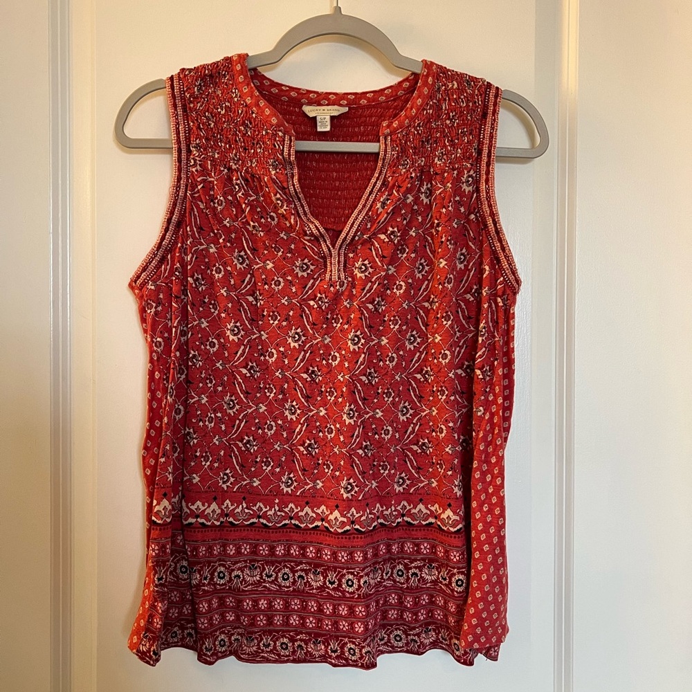 Lucky Brand Red Floral Blouse